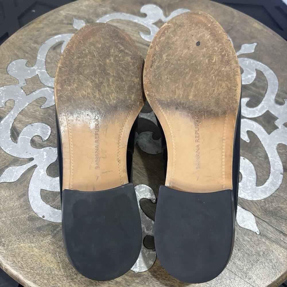 Banana Republic Leather Mules Backless Penny Loafers Women’s 7 Black old money - Picture 7 of 7